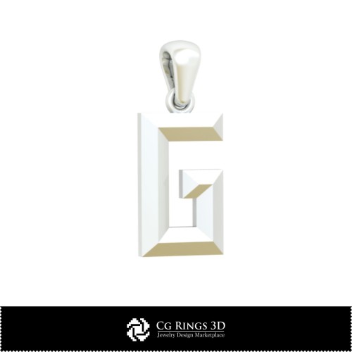Colgante 3D CAD con letra G para el hogar, Joyería 3D CAD, Colgantes 3D CAD, Colgantes con letras 3D, Colgantes infantiles 3D