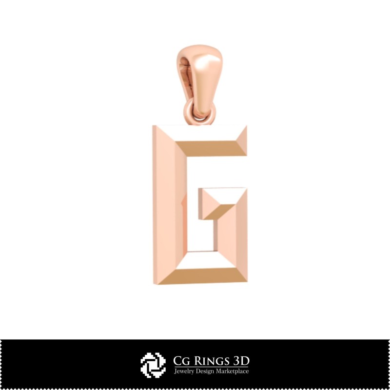 Ciondolo 3D CAD con lettera G Casa, Gioielli 3D CAD, Ciondoli 3D CAD, Ciondoli con lettere 3D, Ciondoli 3D per bambini
