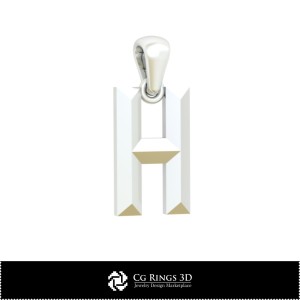 3D CAD Pendant With Letter H Home, Jewelry 3D CAD, Pendants 3D CAD , 3D Letter Pendants 2