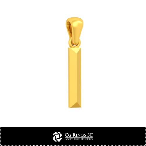 Ciondolo 3D CAD con lettera I Casa, Gioielleria 3D CAD, Ciondoli 3D CAD, Ciondoli con lettere 3D