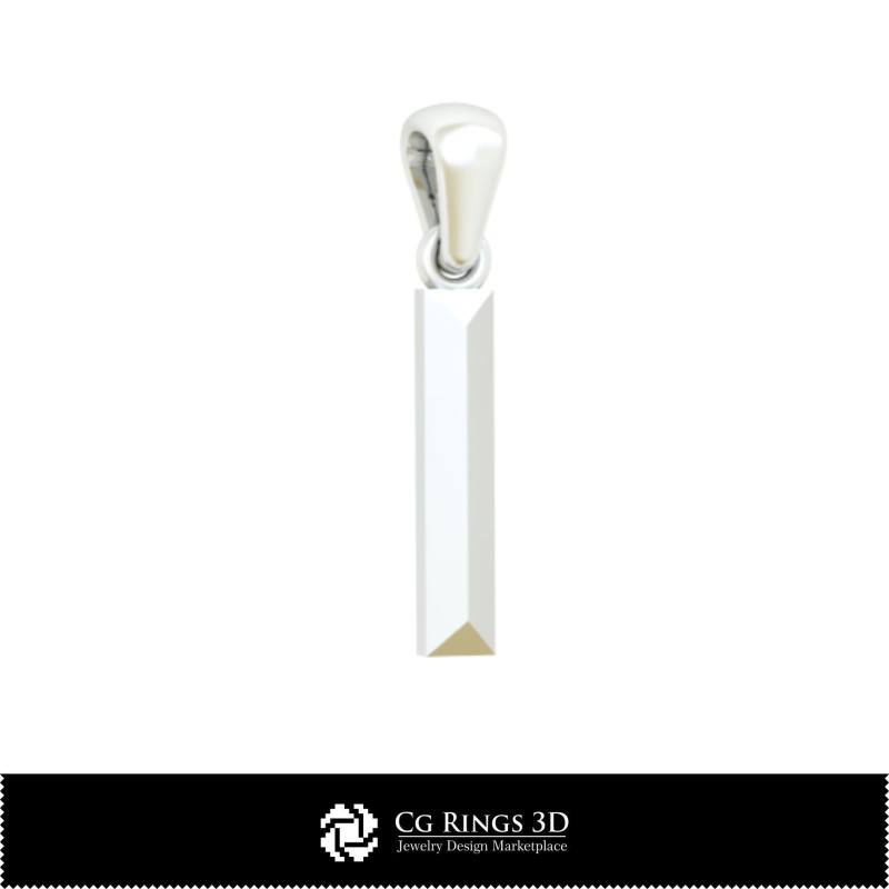 Colgante CAD 3D con letra I para el hogar, Joyería CAD 3D, Colgantes CAD 3D, Colgantes con letra 3D