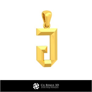 Ciondolo 3D CAD con lettera J Casa, Gioielli 3D CAD, Ciondoli 3D CAD, Ciondoli lettere 3D