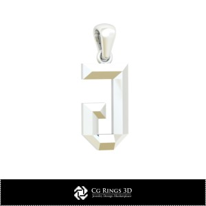 Ciondolo 3D CAD con lettera J Casa, Gioielli 3D CAD, Ciondoli 3D CAD, Ciondoli lettere 3D 2