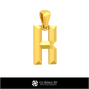 Pendentif 3D CAO avec lettre K Maison, Bijoux 3D CAO, Pendentifs 3D CAO, Pendentifs lettre 3D