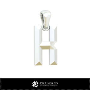 3D CAD Pendant With Letter K Home, Jewelry 3D CAD, Pendants 3D CAD , 3D Letter Pendants 2