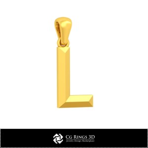 Pandantiv 3D CAD cu literă L Acasă, Bijuterii 3D CAD, Pandantive 3D CAD, Pandantive literă 3D
