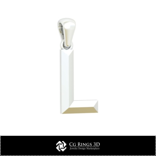带字母L的3D CAD吊坠，家居，珠宝3D CAD，吊坠3D CAD，3D字母吊坠