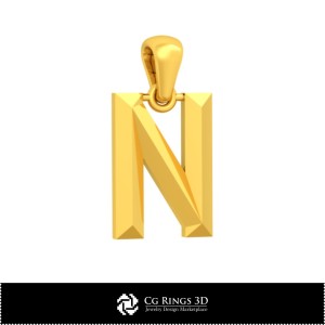 Ciondolo 3D CAD con Lettera N Casa, Gioielli 3D CAD, Ciondoli 3D CAD, Ciondoli Lettera 3D