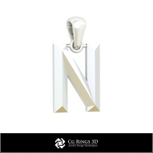 3D CAD Pendant With Letter N Home, Jewelry 3D CAD, Pendants 3D CAD , 3D Letter Pendants 2