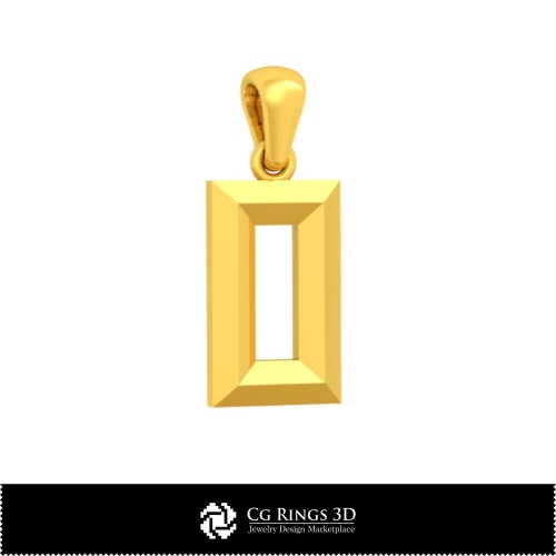 Ciondolo 3D CAD con lettera O Casa, Gioielli 3D CAD, Ciondoli 3D CAD, Ciondoli con lettere 3D