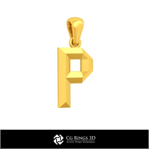 Pendentif 3D CAO avec lettre P Maison, Bijoux 3D CAO, Pendentifs 3D CAO, Pendentifs lettre 3D