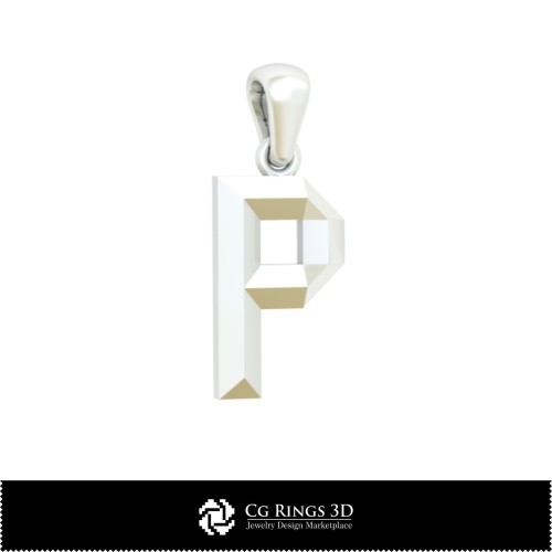 Pendentif 3D CAO avec lettre P Maison, Bijoux 3D CAO, Pendentifs 3D CAO, Pendentifs lettre 3D