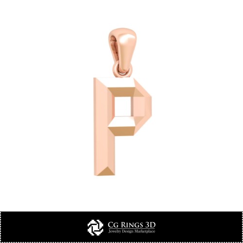 Pendentif 3D CAO avec lettre P Maison, Bijoux 3D CAO, Pendentifs 3D CAO, Pendentifs lettre 3D