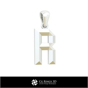 Colgante 3D CAD con letra R Hogar, Joyería 3D CAD, Colgantes 3D CAD, Colgantes de letra 3D 2