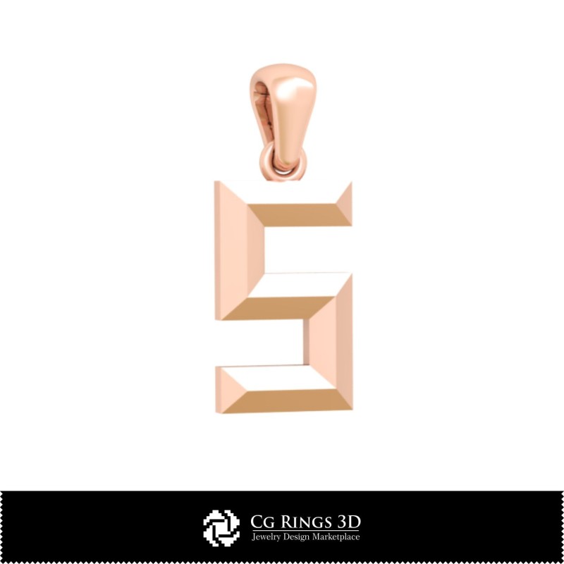Ciondolo 3D CAD con lettera S Casa, Gioielli 3D CAD, Ciondoli 3D CAD, Ciondoli con lettera 3D