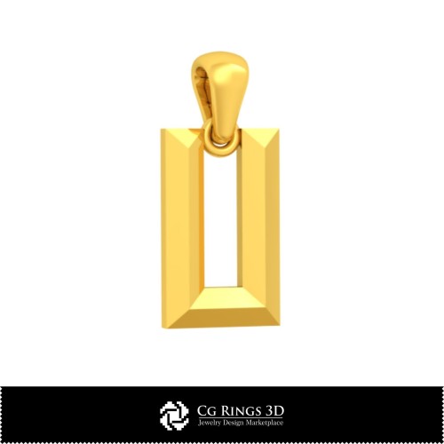 Colgante 3D CAD con letra U para el hogar, Joyería 3D CAD, Colgantes 3D CAD, Colgantes de letras 3D