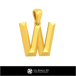 Pendentif 3D CAO avec lettre W Maison, Bijoux 3D CAO, Pendentifs 3D CAO, Pendentifs lettre 3D