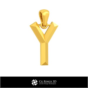 Colgante 3D CAD con la letra Y para el hogar, Joyería 3D CAD, Colgantes 3D CAD, Colgantes con letra 3D