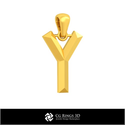 3D-CAD-Anhänger mit Buchstabe Y Home, Schmuck 3D-CAD, Anhänger 3D-CAD, 3D-Buchstabenanhänger
