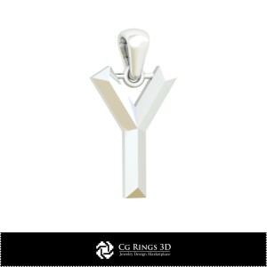 Colgante 3D CAD con la letra Y para el hogar, Joyería 3D CAD, Colgantes 3D CAD, Colgantes con letra 3D 2