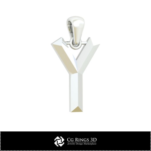 Pandantiv 3D CAD cu literă Y pentru casă, bijuterii 3D CAD, pandantive 3D CAD, pandantive litere 3D