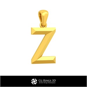 Pandantiv 3D CAD cu litera Z Acasă, Bijuterii 3D CAD, Pandantive 3D CAD, Pandantive cu litere 3D