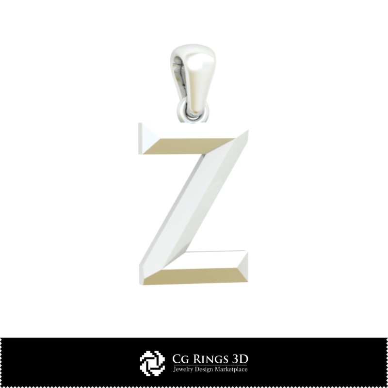 3D-CAD-Anhänger mit Buchstabe Z Home, Schmuck 3D-CAD, Anhänger 3D-CAD, 3D-Buchstabenanhänger