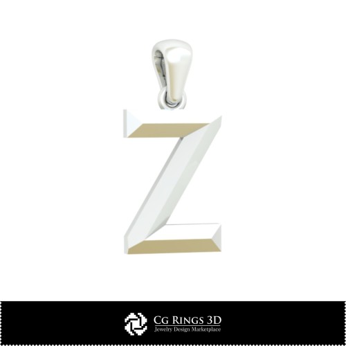 Pandantiv 3D CAD cu litera Z Acasă, Bijuterii 3D CAD, Pandantive 3D CAD, Pandantive cu litere 3D