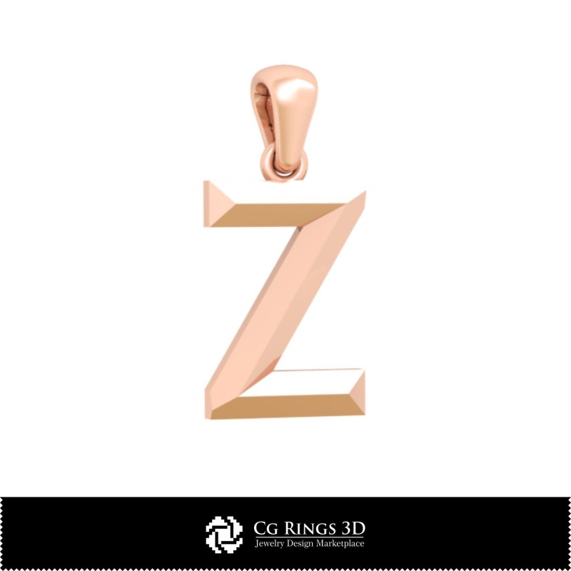 3D-CAD-Anhänger mit Buchstabe Z Home, Schmuck 3D-CAD, Anhänger 3D-CAD, 3D-Buchstabenanhänger