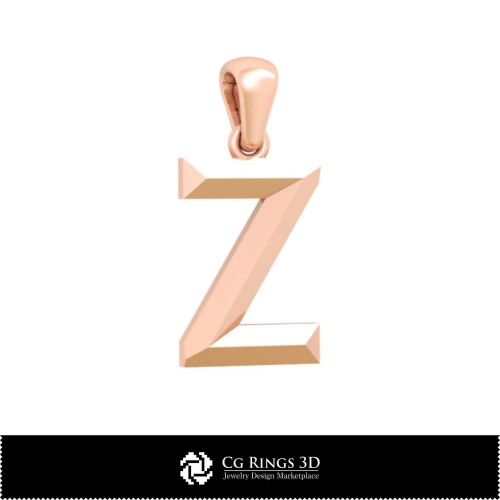 Pendentif 3D CAO avec lettre Z Maison, Bijoux 3D CAO, Pendentifs 3D CAO, Pendentifs lettre 3D