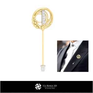 Broche 3D con letra I Hogar, Joyería 3D CAD, Broches 3D CAD, Alfiler de broche 3D