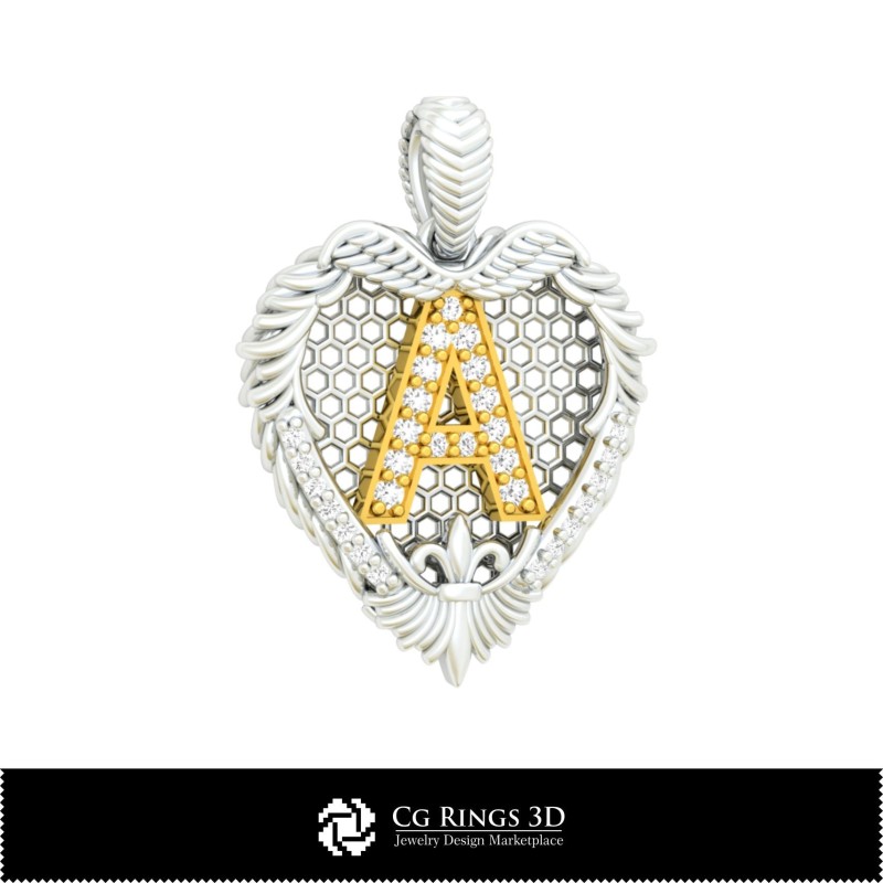Pendentif 3D CA avec lettre A Maison, Bijoux 3D CA, Pendentifs 3D CA, Bijoux Vintage 3D CA, Pendentifs Diamant 3D, Lettre 3D Pe