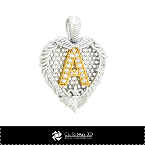 Colgante CAD 3D con letra A Hogar, Joyería CAD 3D, Colgantes CAD 3D, Joyería vintage CAD 3D, Colgantes de diamante CAD 3D,