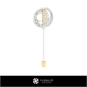 3D Brooch With Letter I Home, Jewelry 3D CAD, Brooches 3D CAD , 3D Brooch Stick Pin 2