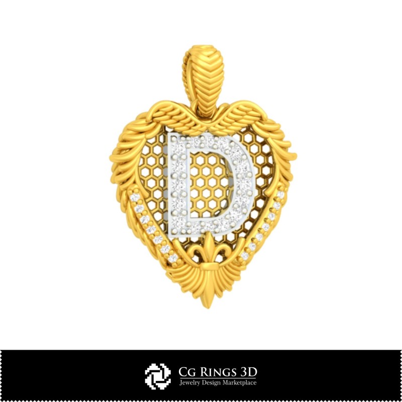 Pendentif 3D DAO avec lettre D Maison, Bijoux 3D DAO, Pendentifs 3D DAO, Bijoux vintages 3D DAO, Pendentifs diamants 3D, Lettre