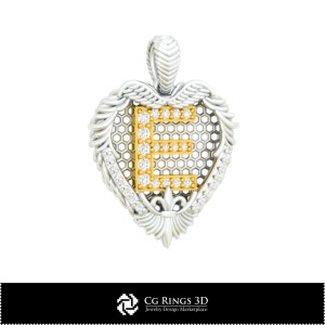 Pendentif 3D CAO avec lettre E Maison, Bijoux 3D CAO, Pendentifs 3D CAO, Bijoux vintage 3D CAO, Pendentifs diamant 3D, Lettre
