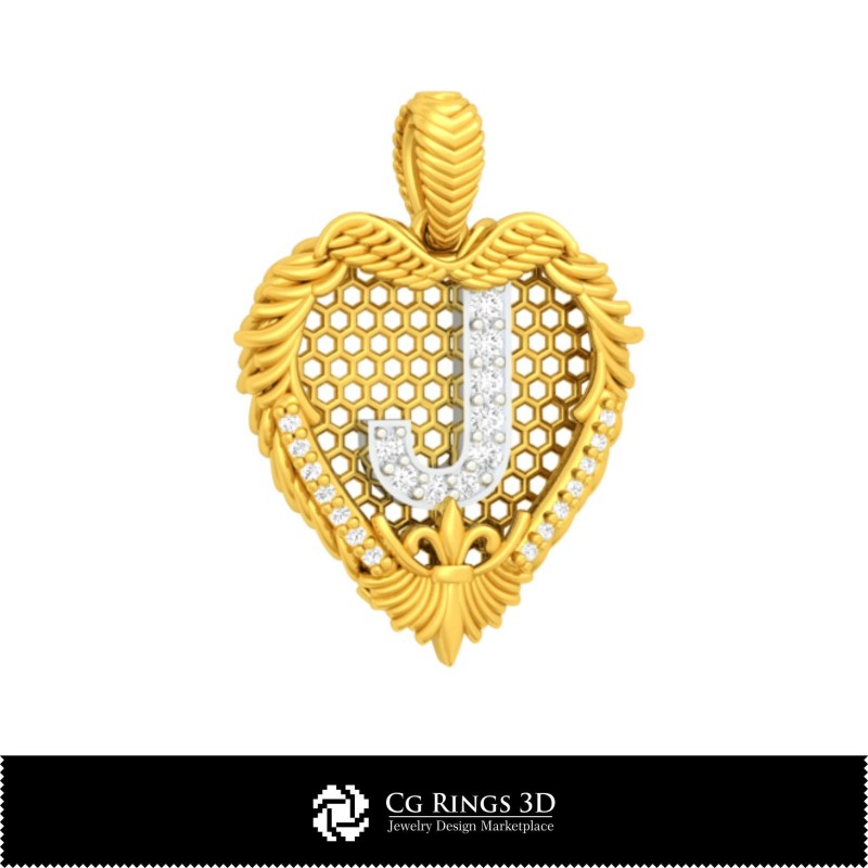 Pandantiv 3D CAD cu litera J Acasă, Bijuterii 3D CAD, Pandantive 3D CAD, Pandantive cu litere 3D