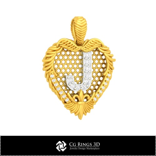 Pandantiv 3D CAD cu litera J Acasă, Bijuterii 3D CAD, Pandantive 3D CAD, Pandantive cu litere 3D