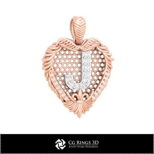 Ciondolo 3D CAD con lettera J per la casa, Gioielli 3D CAD, Ciondoli 3D CAD, Ciondoli con lettera 3D