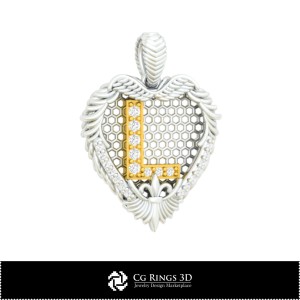 Ciondolo con Lettera L - Gioielleria CAD 3D Casa, Gioielleria CAD 3D, Ciondoli CAD 3D, Ciondoli Lettera 3D 2