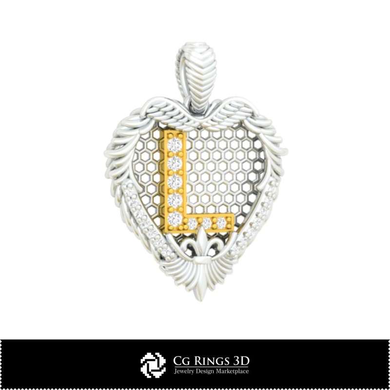 Colgante con letra L - Joyería CAD 3D, Joyería CAD 3D, Colgantes CAD 3D, Colgantes de letra 3D