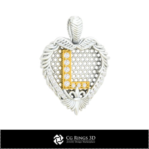 Anhänger mit Buchstabe L - Schmuck 3D-CAD, Schmuck 3D-CAD, Anhänger 3D-CAD, 3D-Buchstabenanhänger