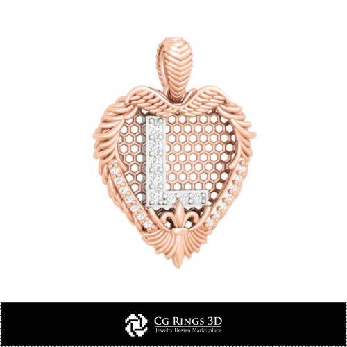 Pendentif avec lettre L - Joaillerie DAO 3D, Joaillerie DAO 3D, Pendentifs DAO 3D, Pendentifs lettre 3D