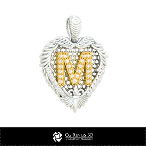 Anhänger mit Buchstabe M - 3D-CAD Home, Schmuck 3D-CAD, Anhänger 3D-CAD, 3D-Buchstabenanhänger