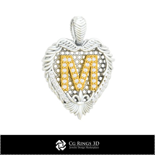 Ciondolo con lettera M - CAD 3D Casa, Gioielleria CAD 3D, Ciondoli CAD 3D, Ciondoli con lettere 3D