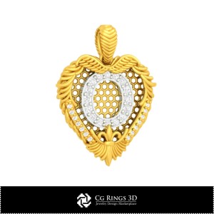 Colgante con letra O - CAD 3D para hogar, CAD 3D de joyería, CAD 3D de colgantes, colgantes con letras 3D