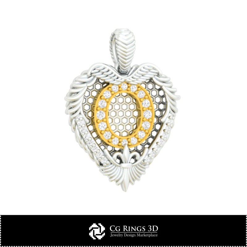 Pendentif avec lettre O - CAO 3D Maison, CAO 3D Bijoux, CAO 3D Pendentifs, Pendentifs lettre 3D