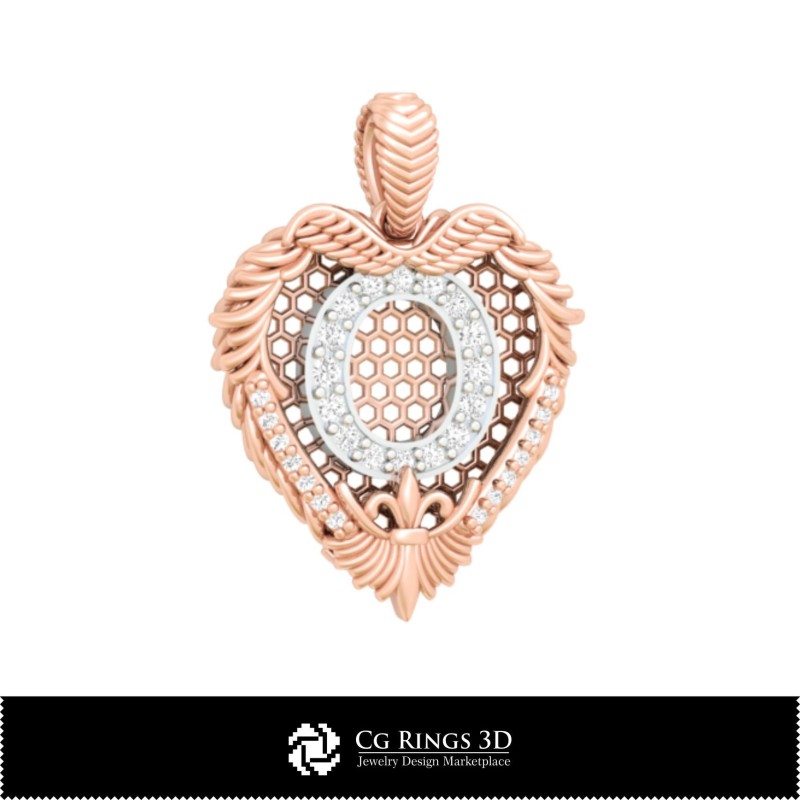Anhänger mit Buchstabe O - 3D-CAD Home, Schmuck 3D-CAD, Anhänger 3D-CAD, 3D-Buchstabenanhänger