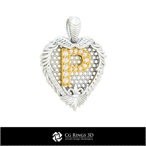 Colgante con la letra P - CAD 3D para el hogar, CAD 3D de joyería, CAD 3D de colgantes, colgantes con letras 3D