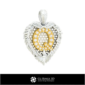Anhänger mit Buchstabe Q - 3D-CAD Home, Schmuck 3D-CAD, Anhänger 3D-CAD, 3D-Buchstabenanhänger 2